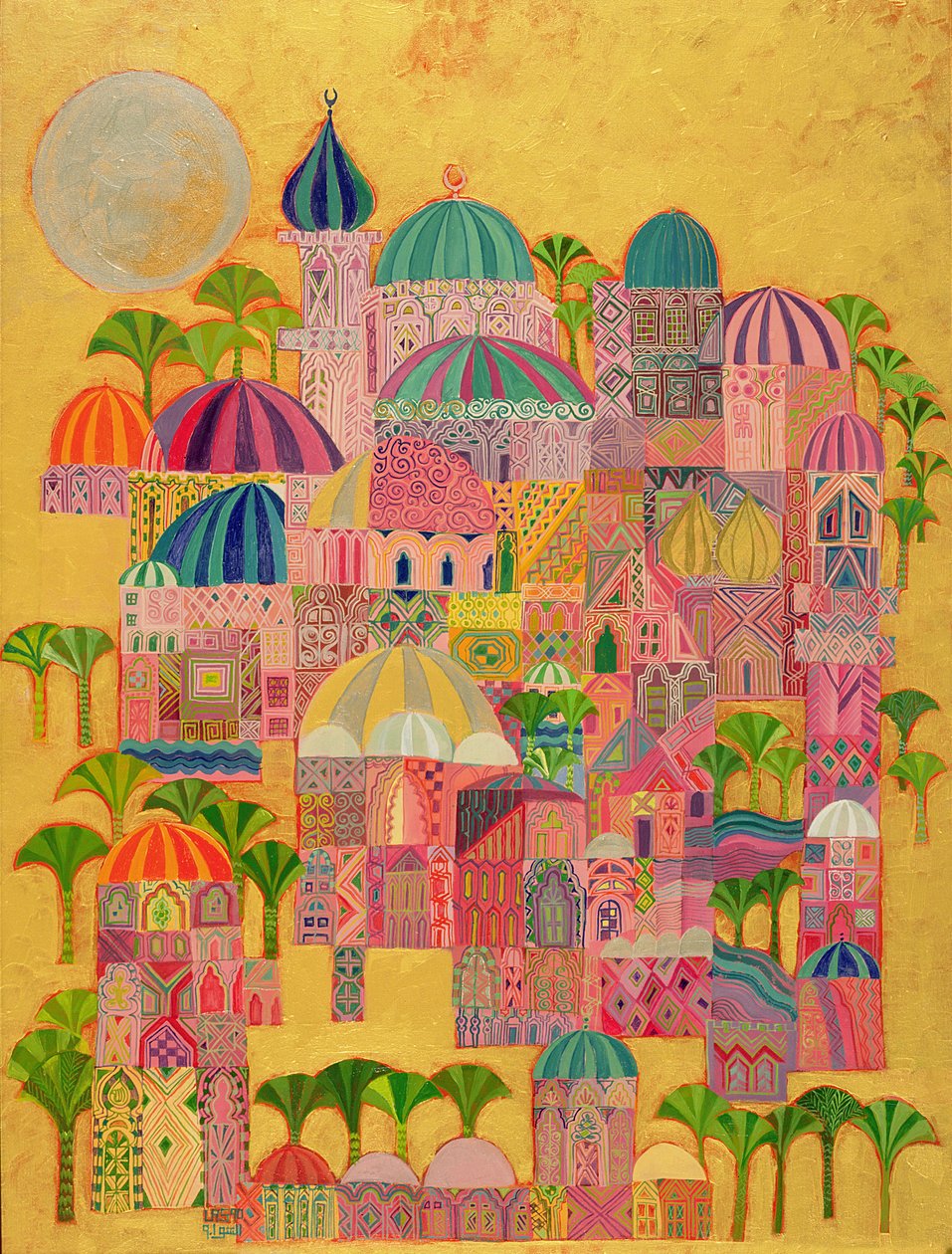 Złote Miasto, 1993-94 (akryl na płótnie) autorstwa Laila Shawa