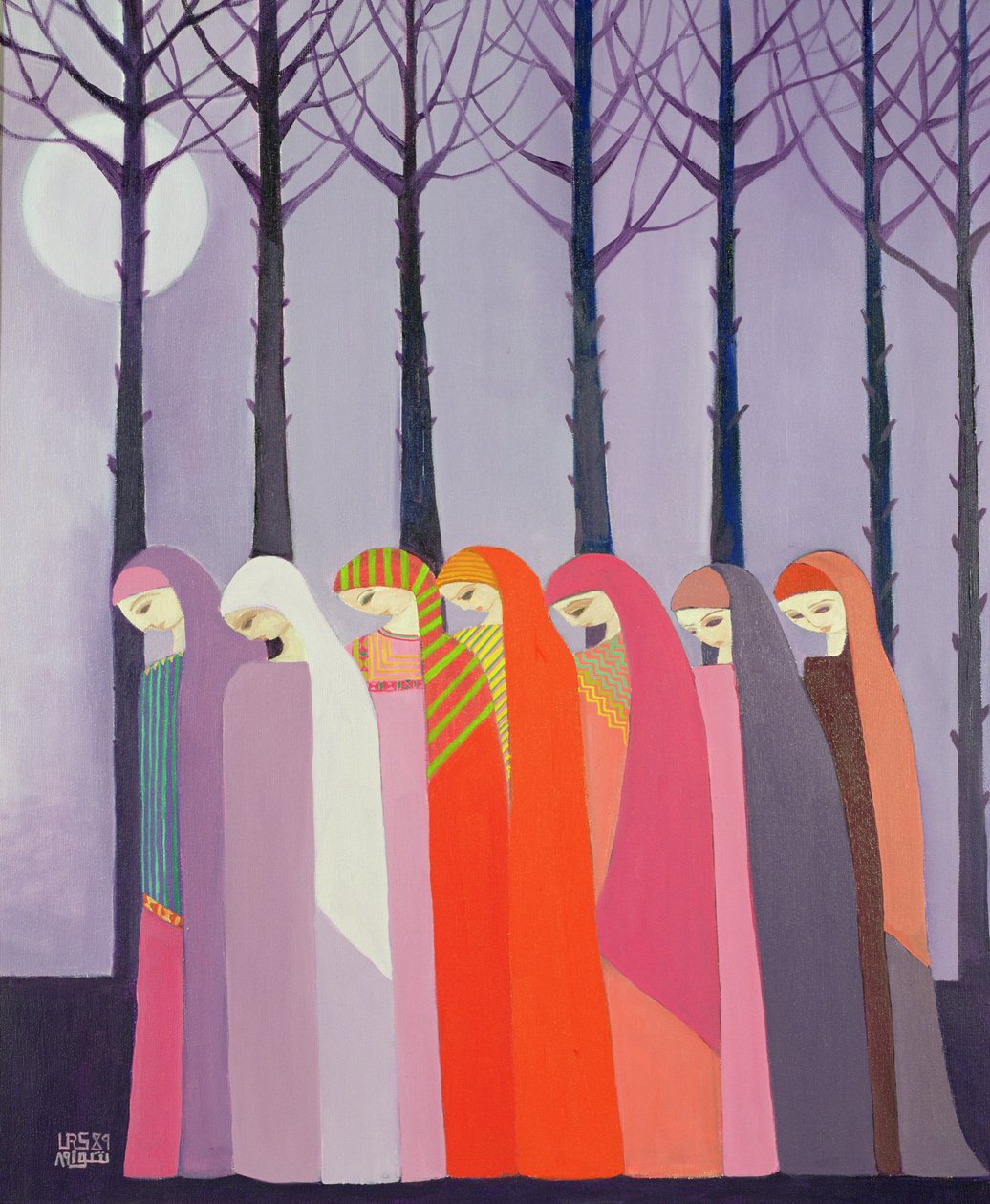Spacer po parku, 1989 (akryl na płótnie) autorstwa Laila Shawa