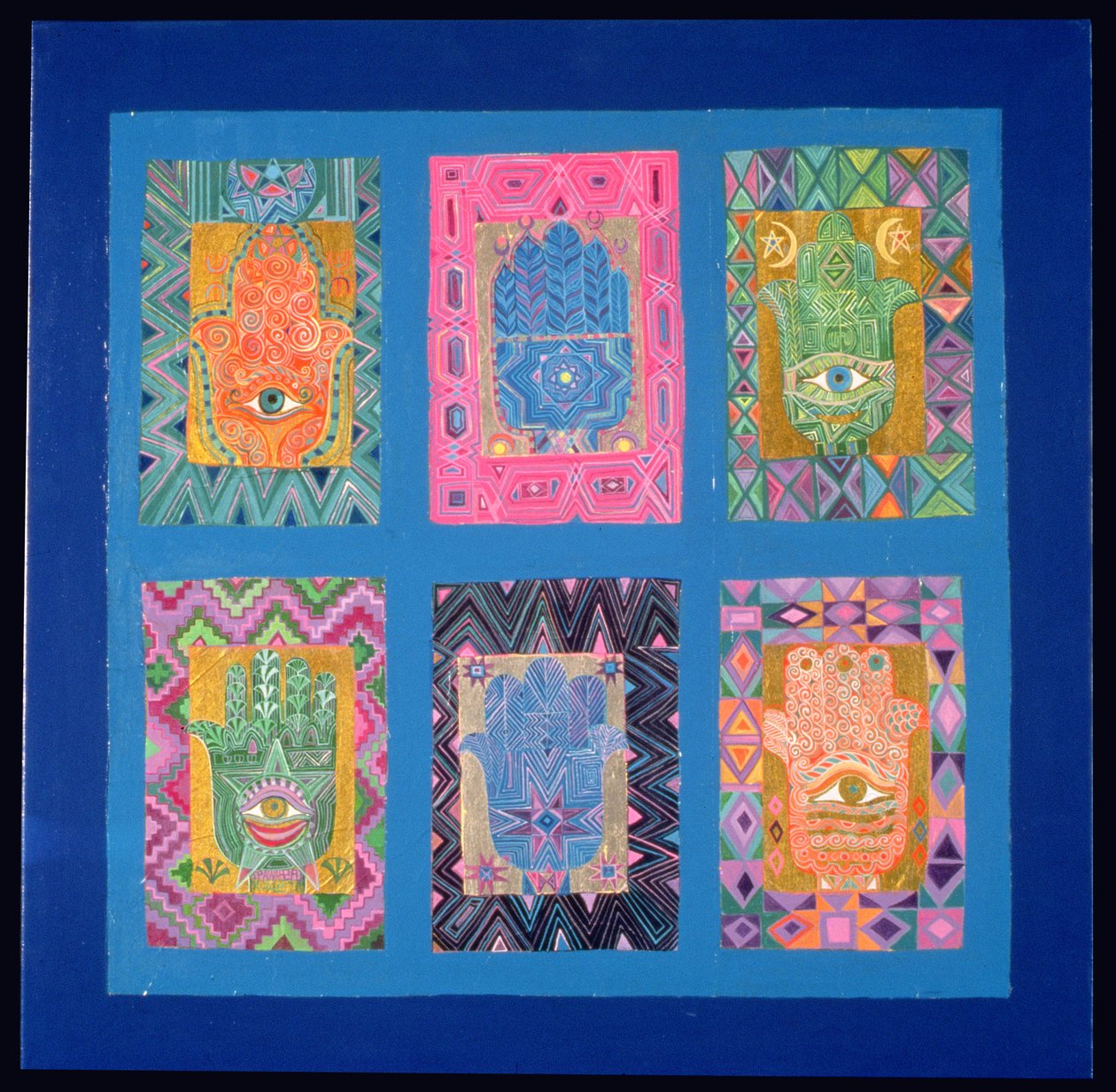 Windows of Hope, 1990 (akryl, papier i złoto na płótnie) autorstwa Laila Shawa