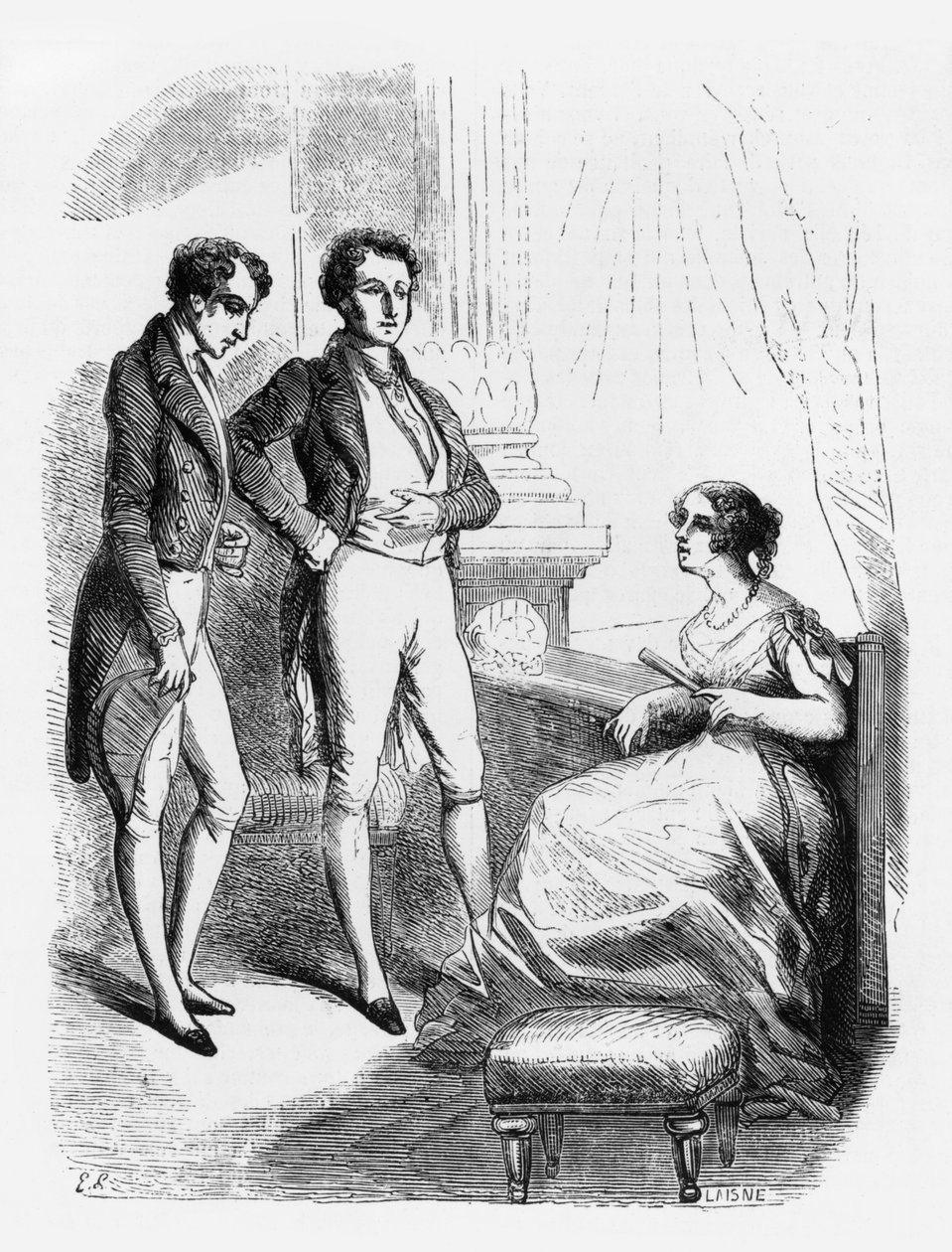 Rastignac przedstawiony Madame de Nucingen, ilustracja z „Le Pere Goriot” autorstwa Honore de Balzac (1799-1850) autorstwa Laisne
