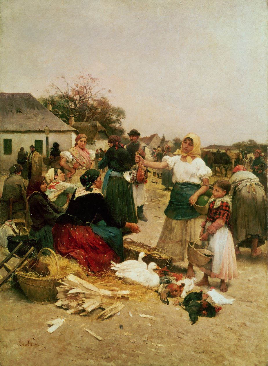 Targ drobiu, 1885 autorstwa Lajos Deak Ebner
