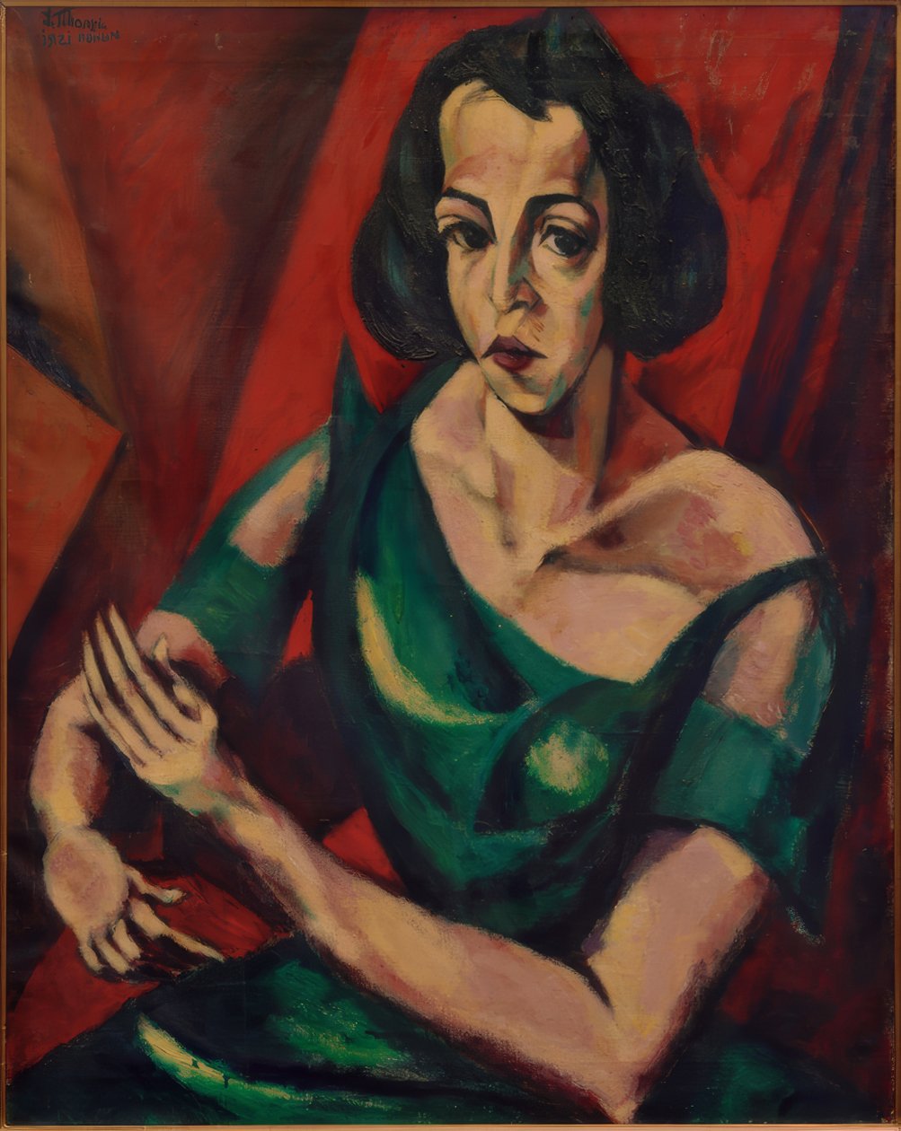 Portret kobiety (kobieta w zielonej sukni) autorstwa Lajos Tihanyi