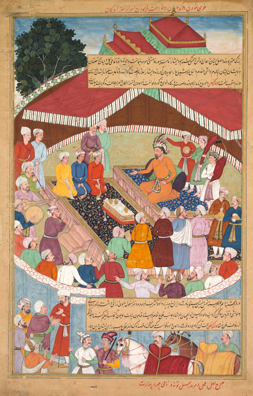 Hulagu Khan wydający ucztę i wyświadczający łaski amirom i książętom..., ok. 1930. 1596-1600. autorstwa Lal