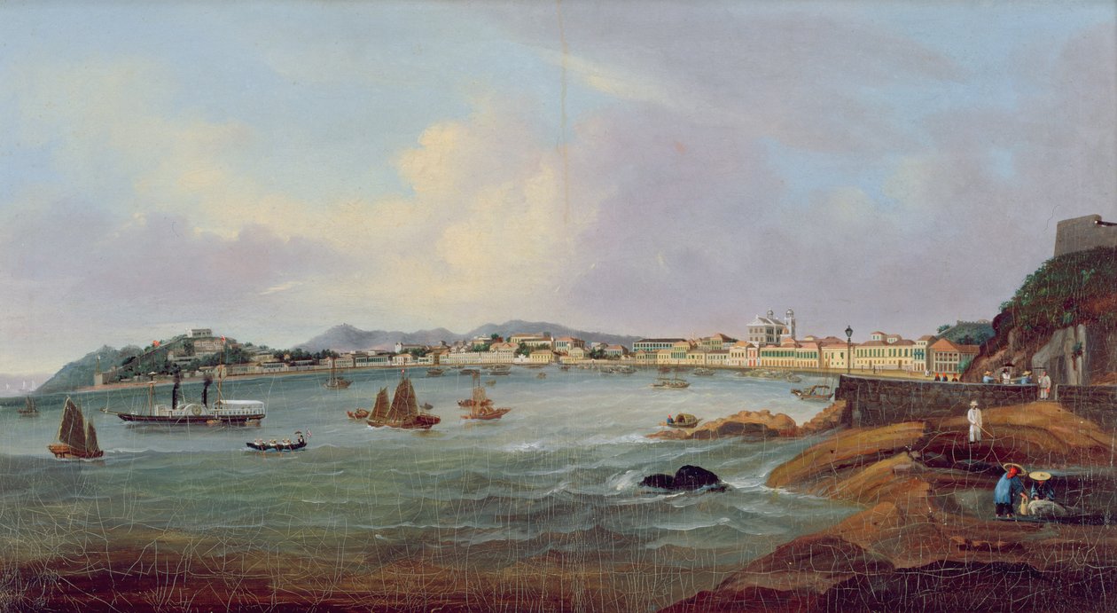 Port w Makao, Chiny, ok. 1855 (olej na płótnie) autorstwa Lam Qua (attr. to)