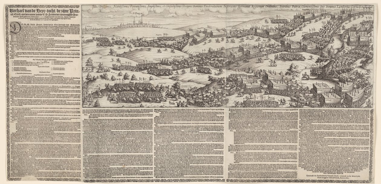 Podróż z Maurits przez Brabancję do grobu, 1602 Opowieść o podróży Heyr, którą jego Książę. doskonały. Uyt imię E.H. Staten der vereenighde Provintien has ghedaeen inden Jare 1602 (tytuł na obiekcie) autorstwa Lambert Cornelisz.
