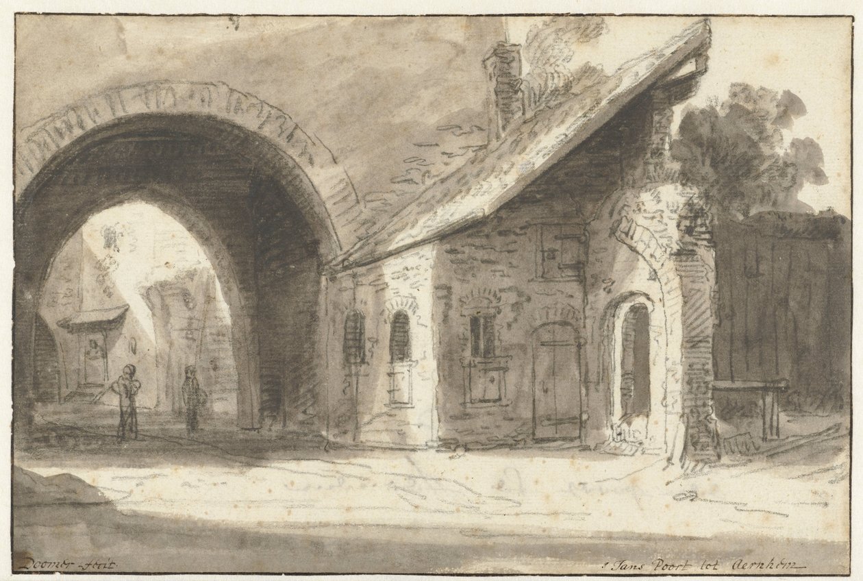St. Janspoort w Arnhem S Jans Gate to Aernhem (tytuł na obiekcie) autorstwa Lambert Doomer