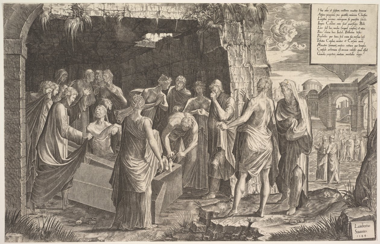 Wskrzeszenie Łazarza, 1544. autorstwa Lambert Suavius