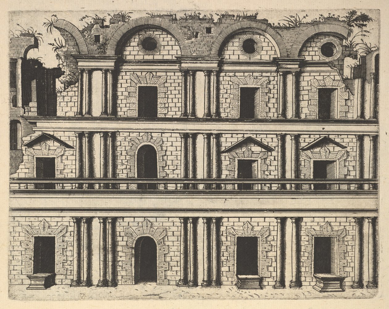 Ruiny fasady pałacu [Palatium M. Agrippa] z serii 