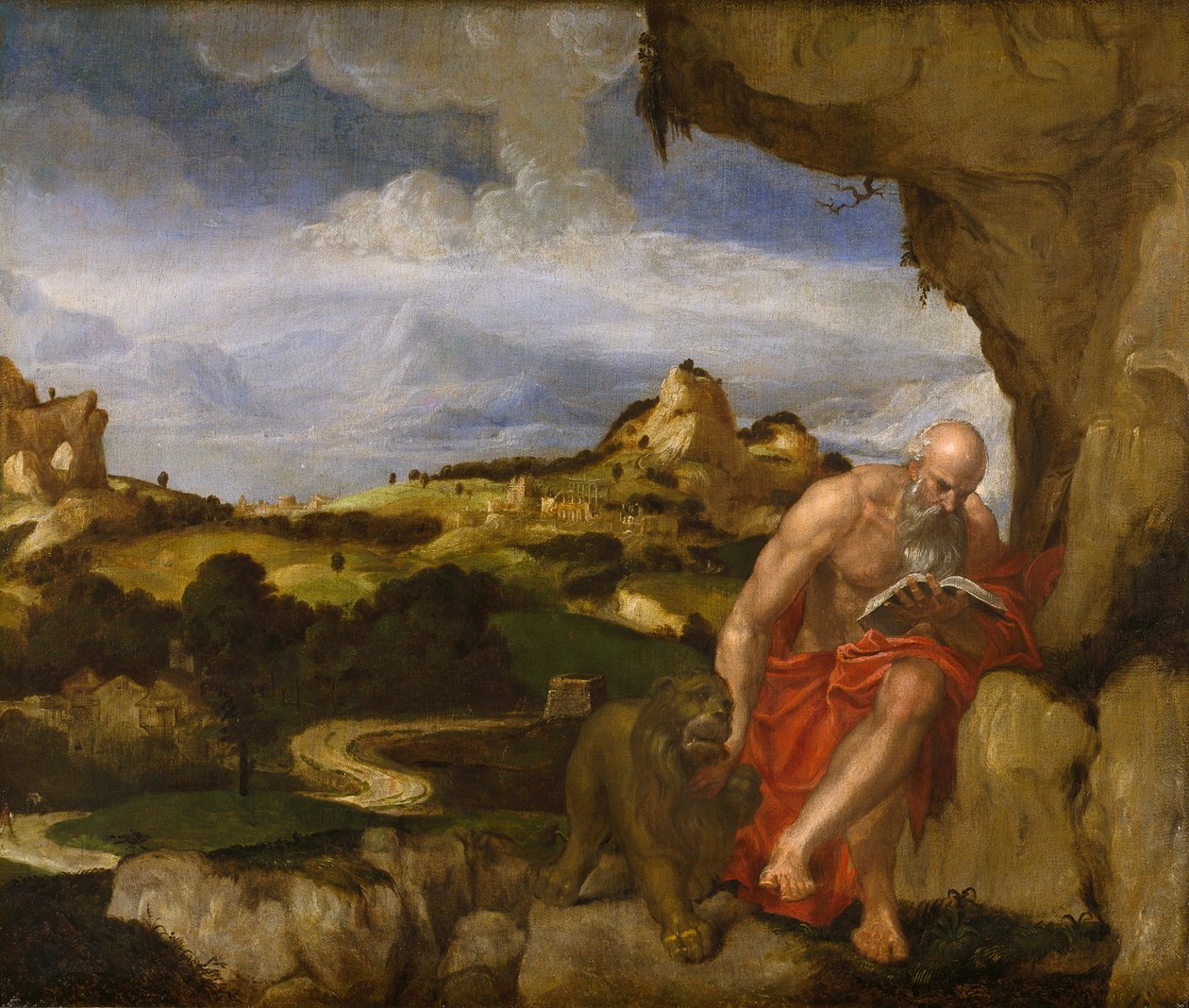 St Jerome in the Wilderness, połowa XVI wieku autorstwa Lambert Sustris