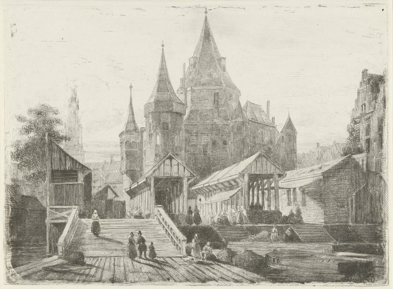 Widok na Nieuwmarkt w Amsterdamie autorstwa Lambertus  Hardenberg
