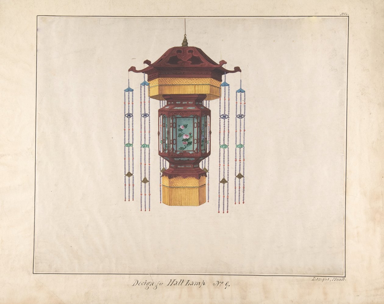 Projekt Lampy Halowej nr 9, ca. 1845. autorstwa Lamqua
