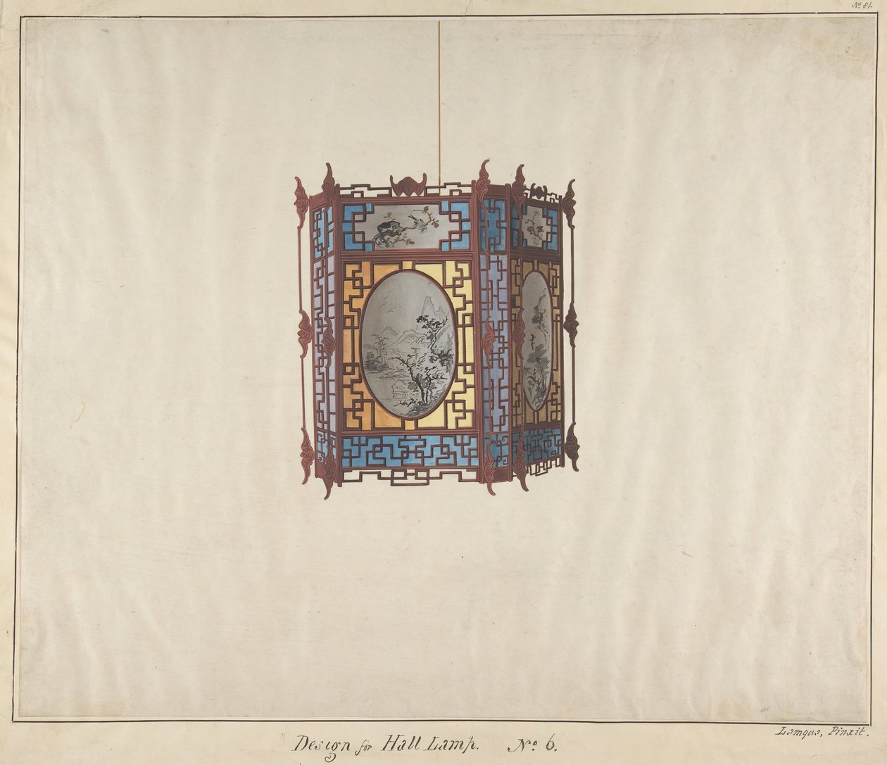 Projekt lampy halowej nr 6, ca. 1845. autorstwa Lamqua