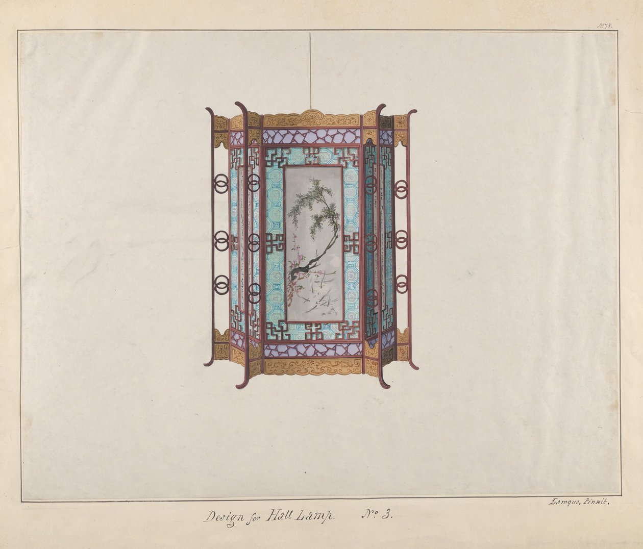 Projekt lampy do przedpokoju, ca. 1800-1810. autorstwa Lamqua