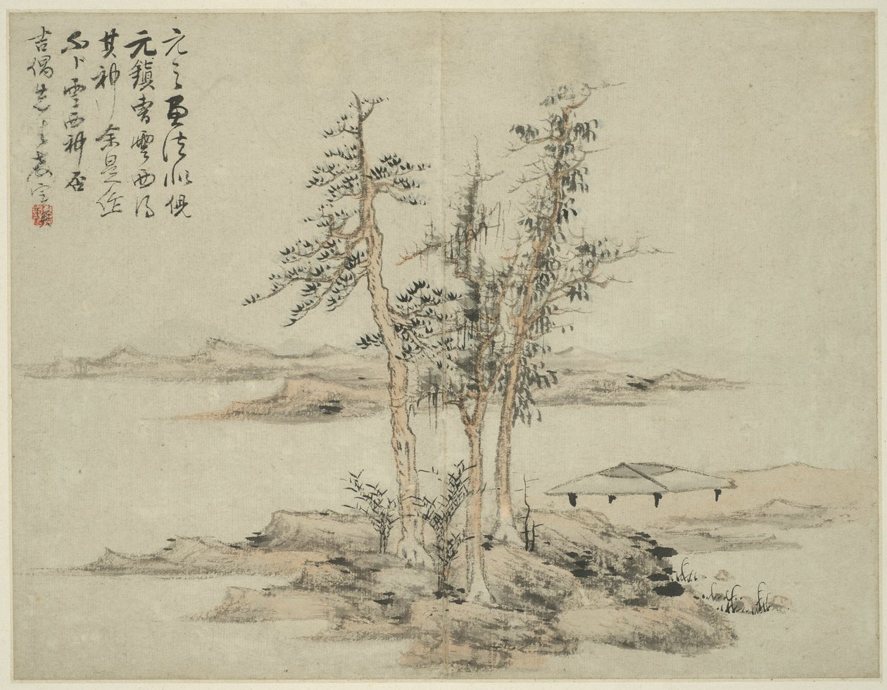 Krajobraz w stylu starożytnych mistrzów: za Ni Zan (1301-1374), Cao Zhibo (1272-1355) autorstwa Lan Ying