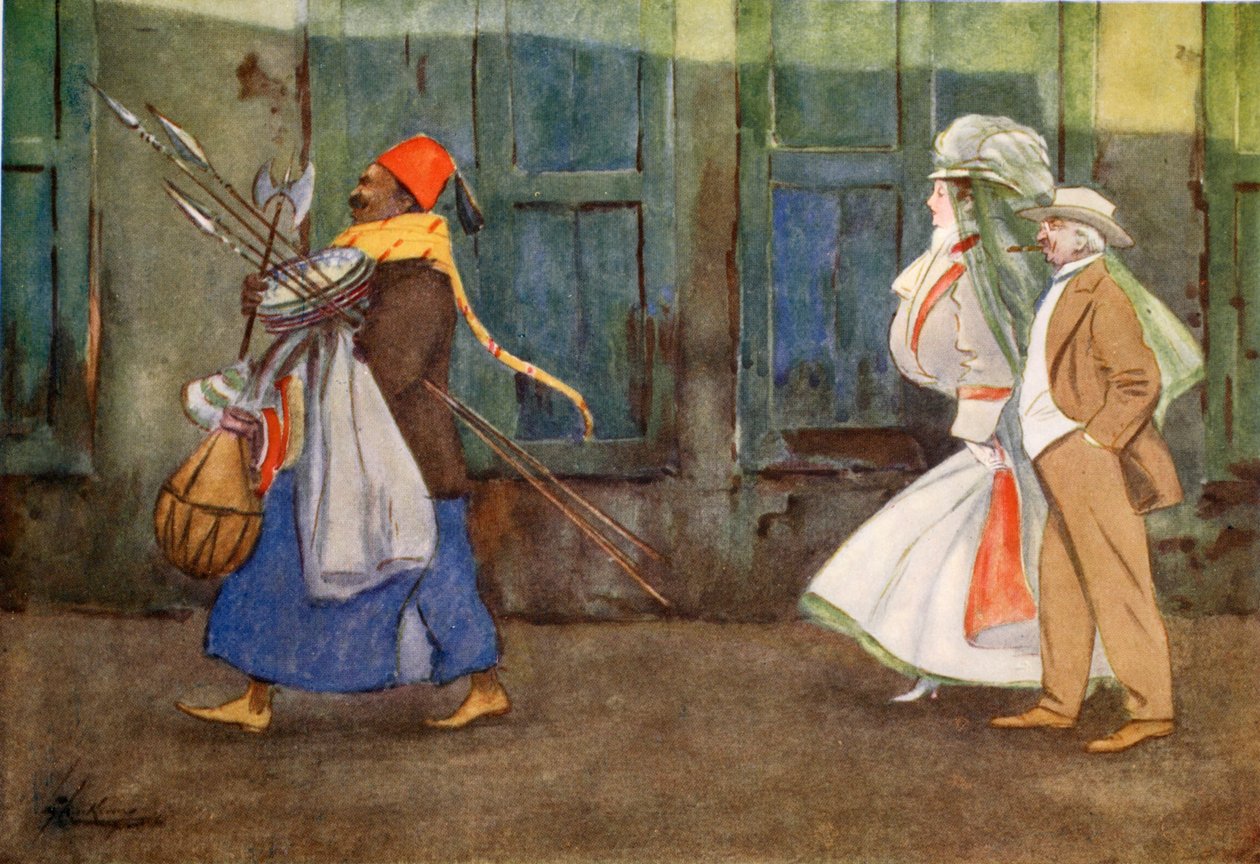 Prezenty z Birmingham, z „Jasnej strony Egiptu”, 1908 autorstwa Lance Thackeray