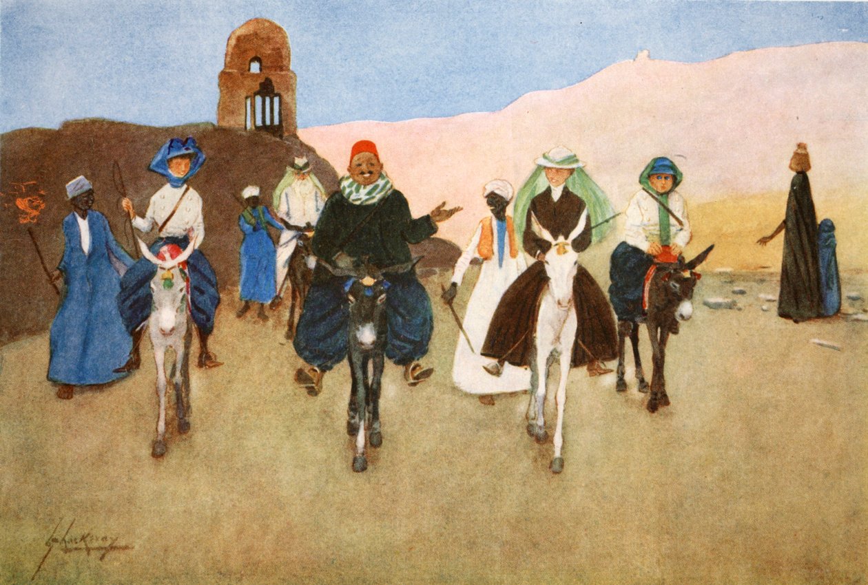 Kobiety powinny jeździć okrakiem, z „Jasnej strony Egiptu”, 1908 autorstwa Lance Thackeray