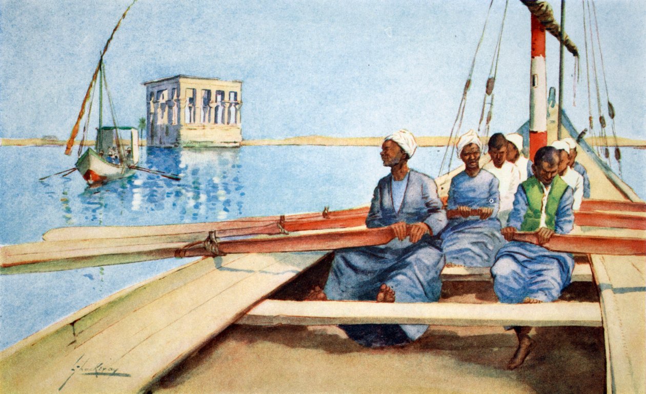 Do Philae w Felucca, z „Jasnej strony Egiptu”, 1908 autorstwa Lance Thackeray