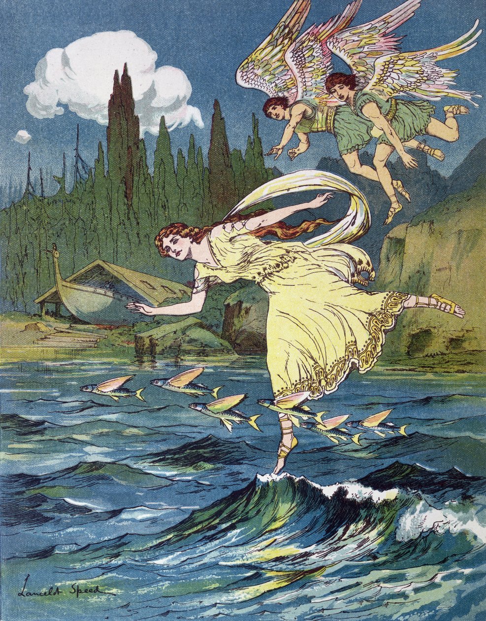 Atalanta i Synowie Północnego Wiatru, ok. 1900 autorstwa Lancelot Speed