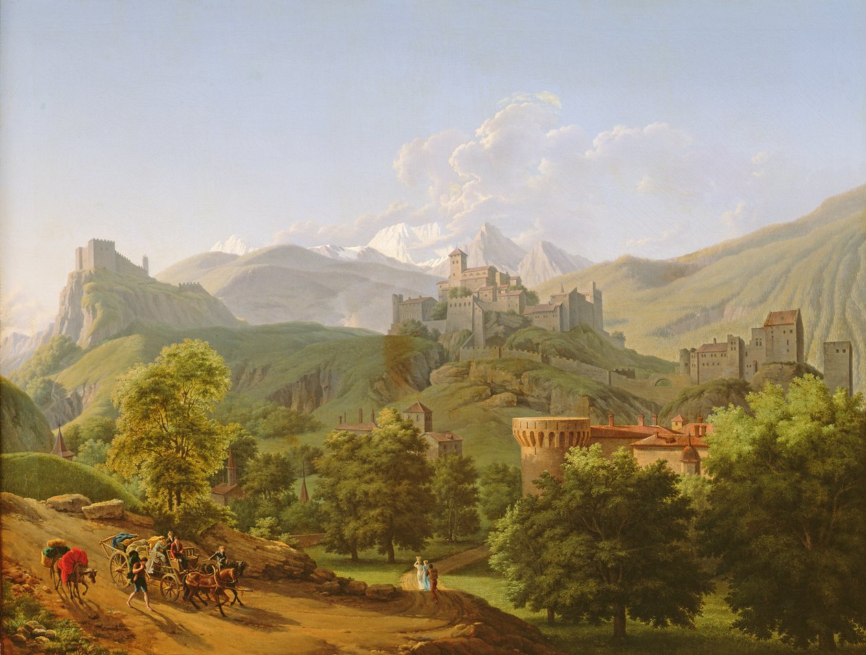 Widok miasta Sion w Wallis, 1810 autorstwa Lancelot Théodore Turpin de Crissé de Crissé