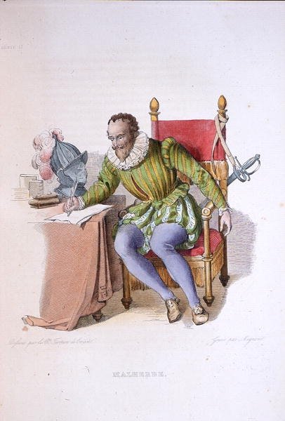 Portret Francois de Malherbe (1555-1628), ilustracja z „Le Plutarque Francais” E. Mennecheta, wydanej w Paryżu w 1835 r. (rycina kolorowa) autorstwa Lancelot Theodore (after) Turpin de Crisse