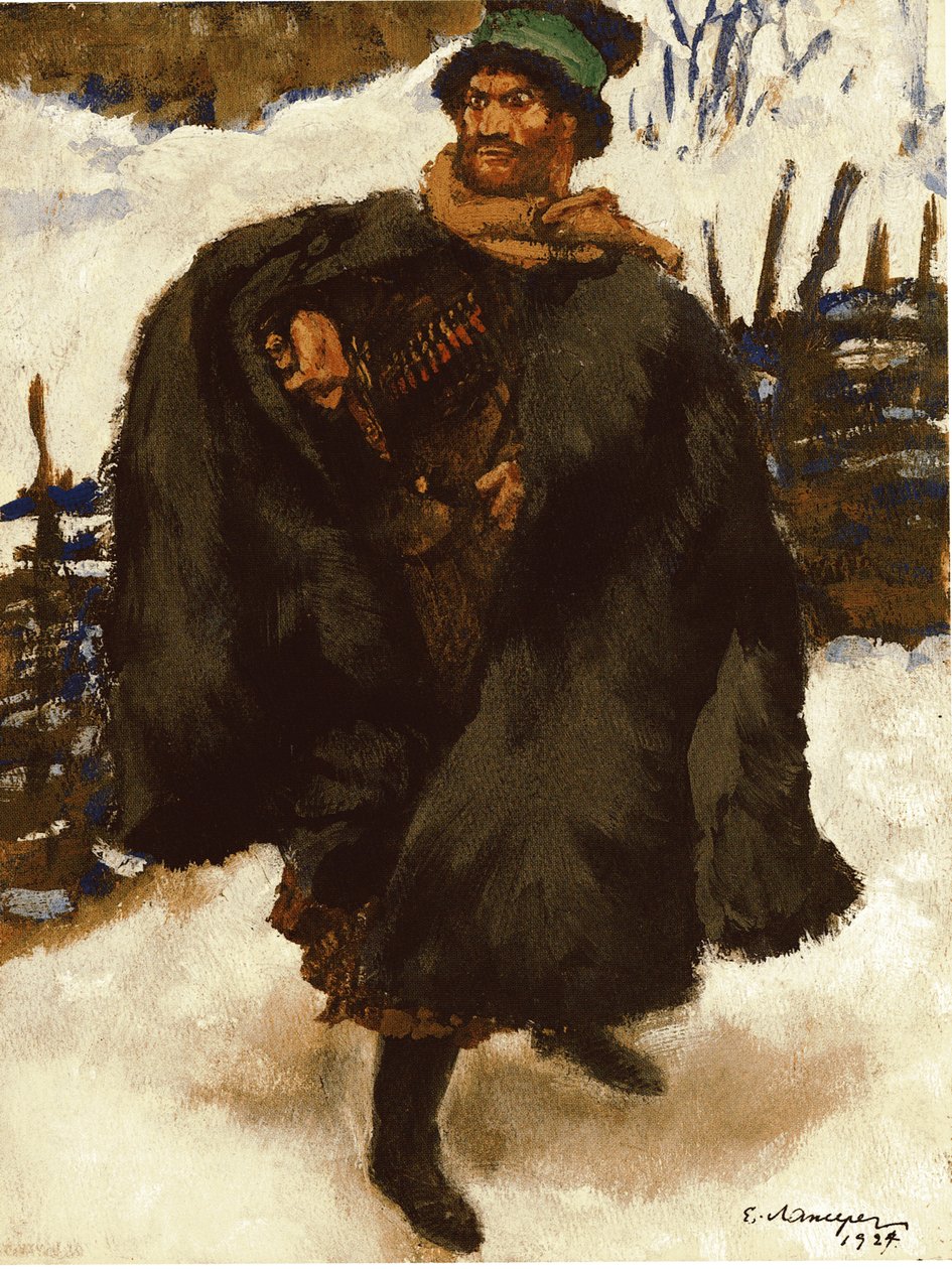 Ilustracja do powieści Hadji Murad Lwa Tołstoja, 1924 autorstwa Lanceray