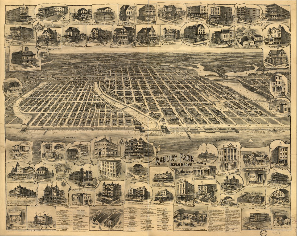 Asbury Park, Ocean Grove i okolice, New Jersey 1897. autorstwa Landis And Hughes