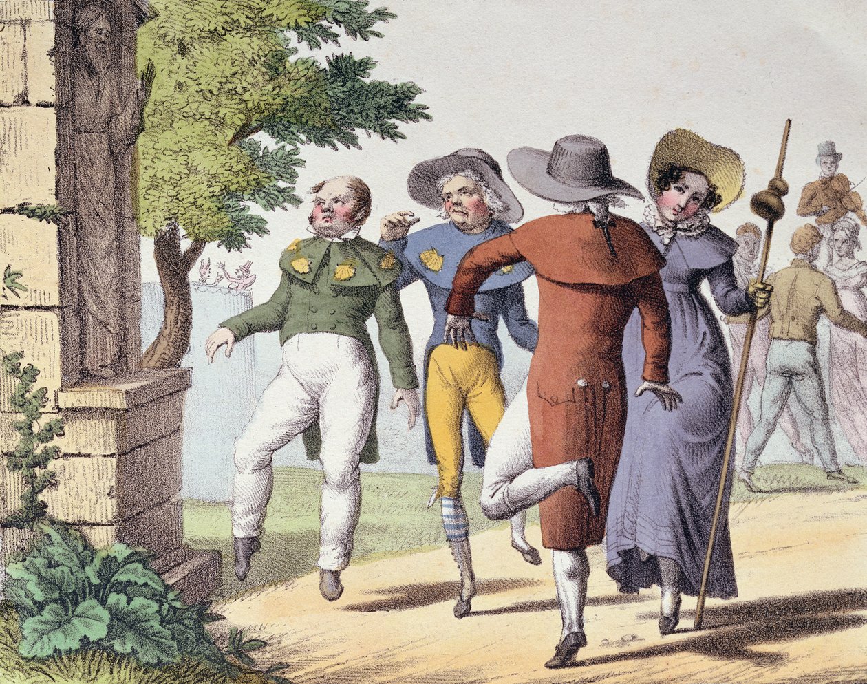 Taniec św. Wita, z "Album Comique de Pathologie Pittoresque", 1823 r. autorstwa Langlume