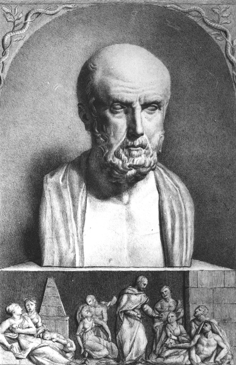 Portret Hipokratesa (ok. 460-c.377 pne), 1. połowa XIX wieku autorstwa Langlume
