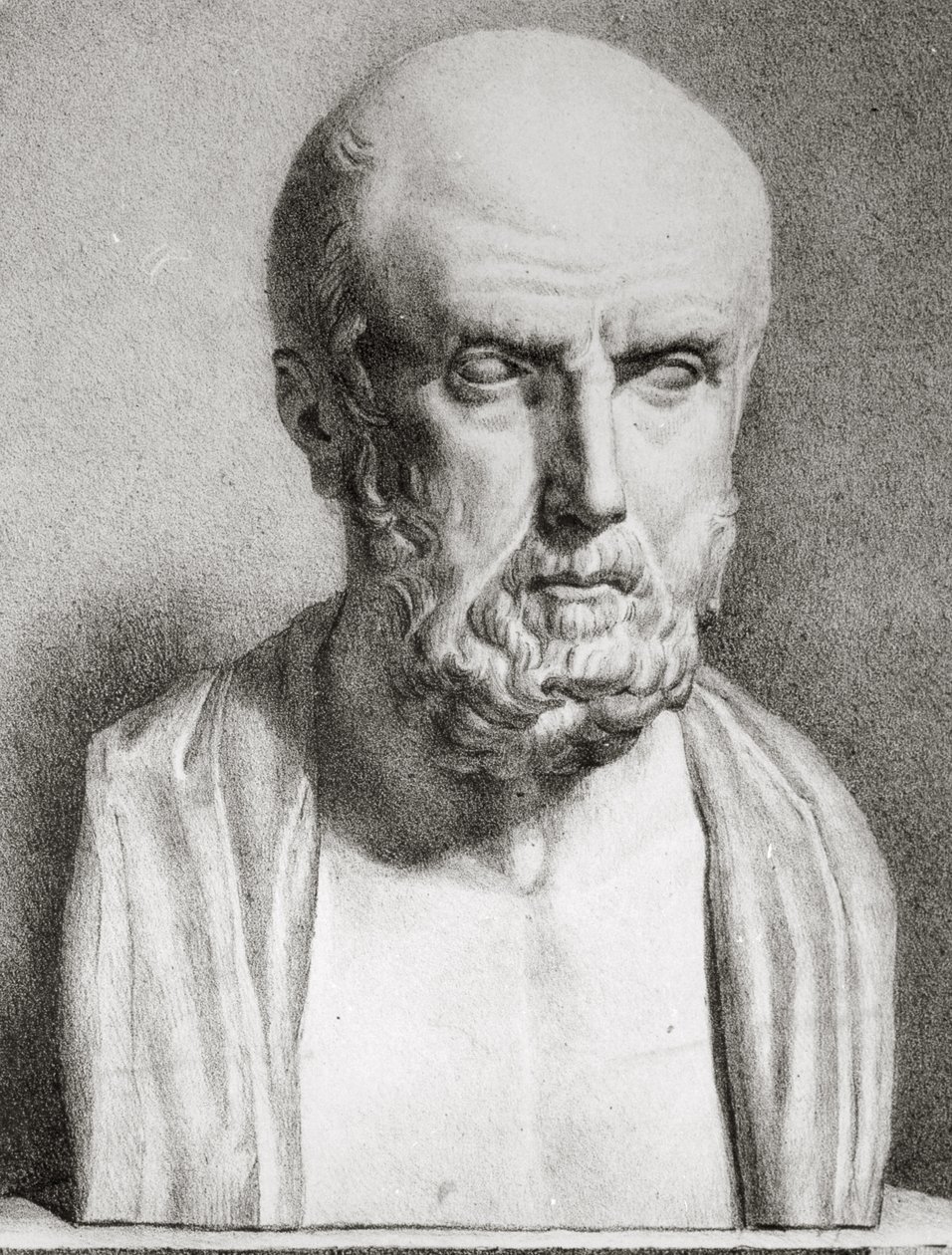 Portret Hipokratesa ok. 460-c.377 p.n.e., 1 poł. XIX w. lito bw detale z 163525 autorstwa Langlume