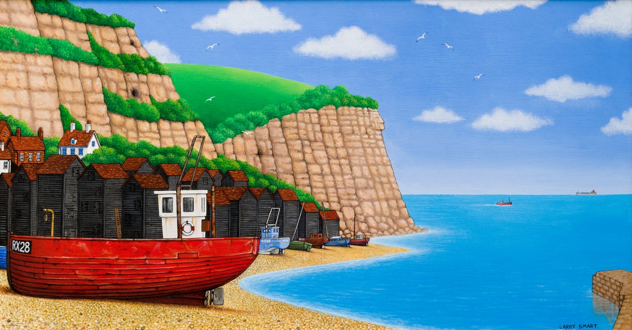 Plaża Hastings, 2003 (akryl) autorstwa Larry Smart