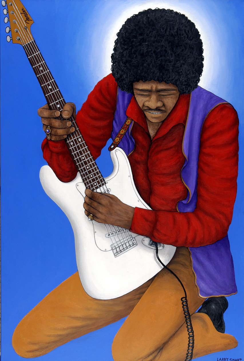 Jimi Hendrix (1942-70) (akryl na płótnie) autorstwa Larry Smart