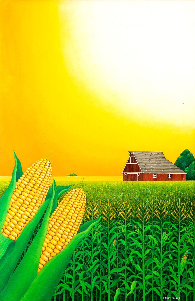 Nebraska Cornfield, 1993 (akryl) autorstwa Larry Smart