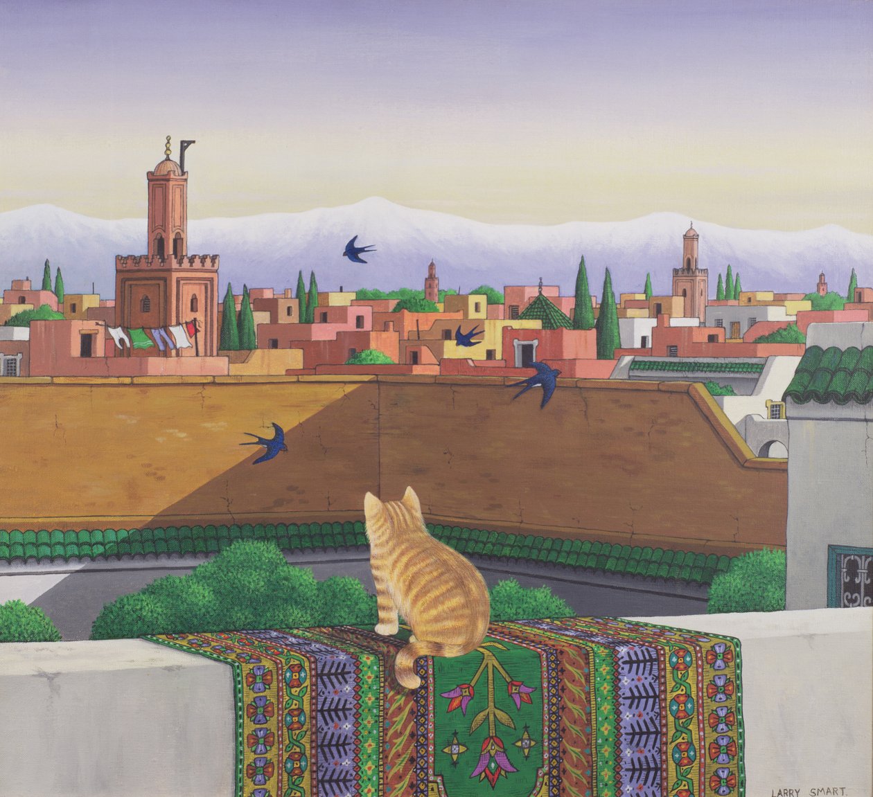 Dachy w Marrakeszu, 1989 (akryl na lnie) autorstwa Larry Smart