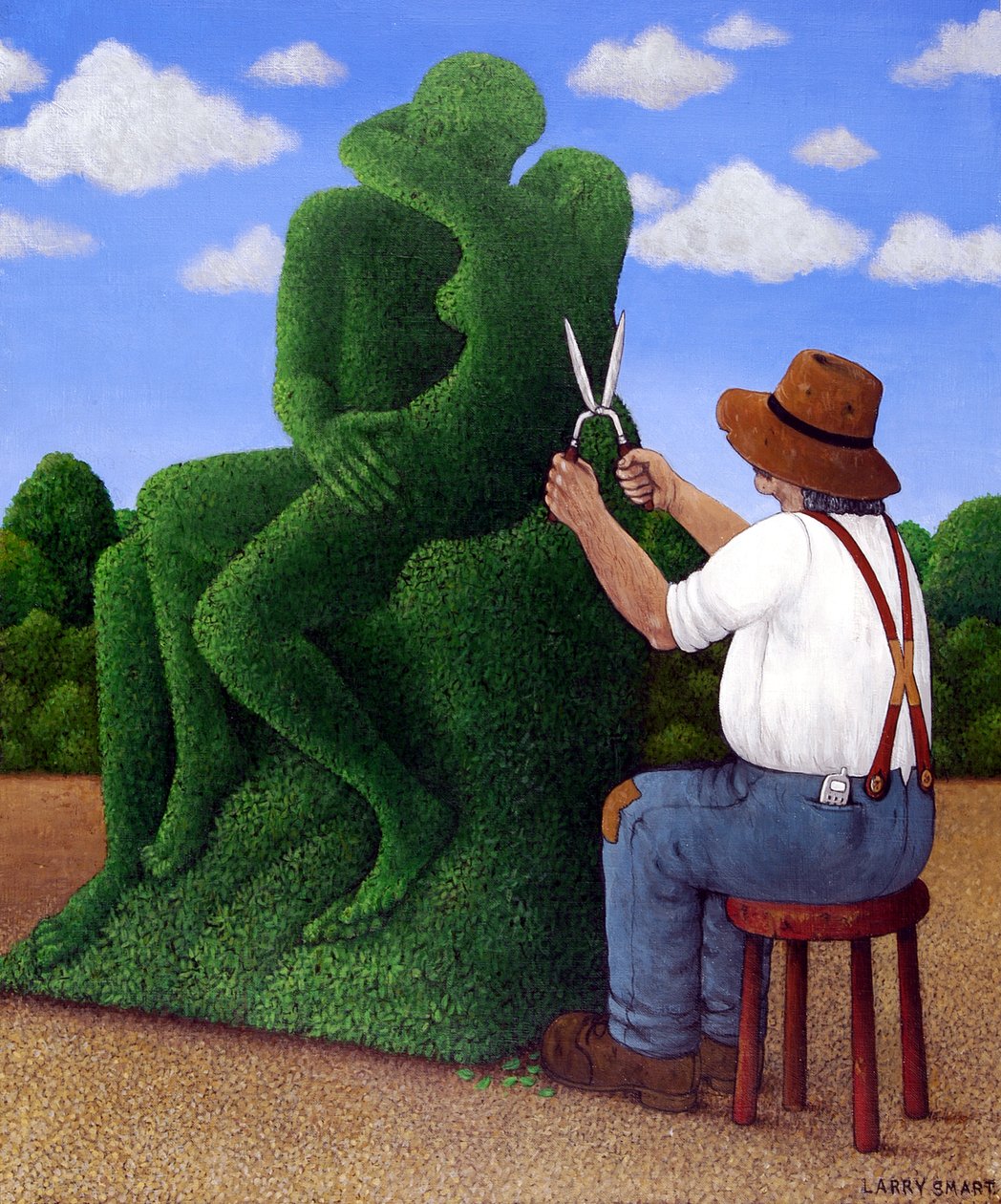 Topiary Kiss (akryl na lnie) autorstwa Larry Smart