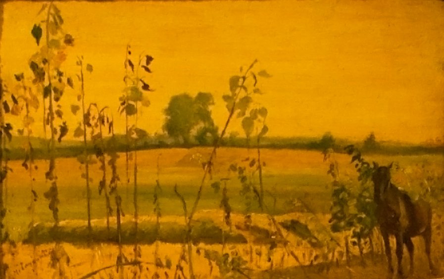 Lo tajbannangielski: Horse_in_a_Landscapen autorstwa Laszlo Mednyanszky
