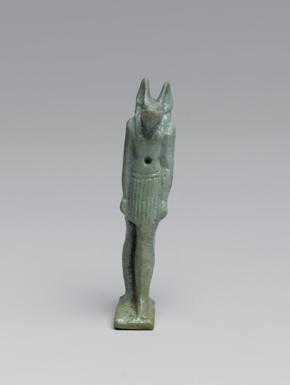 Stojąca figura Anubisa, 665-332 pne (szkliwiony fajans) autorstwa Late Period Egyptian