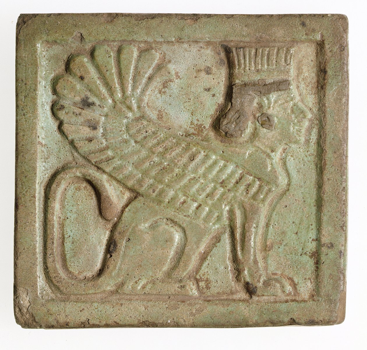 Tablica ze skrzydlatym perskim sfinksem, ok. 525-401 pne (odlewany fajans) autorstwa Late Period Egyptian