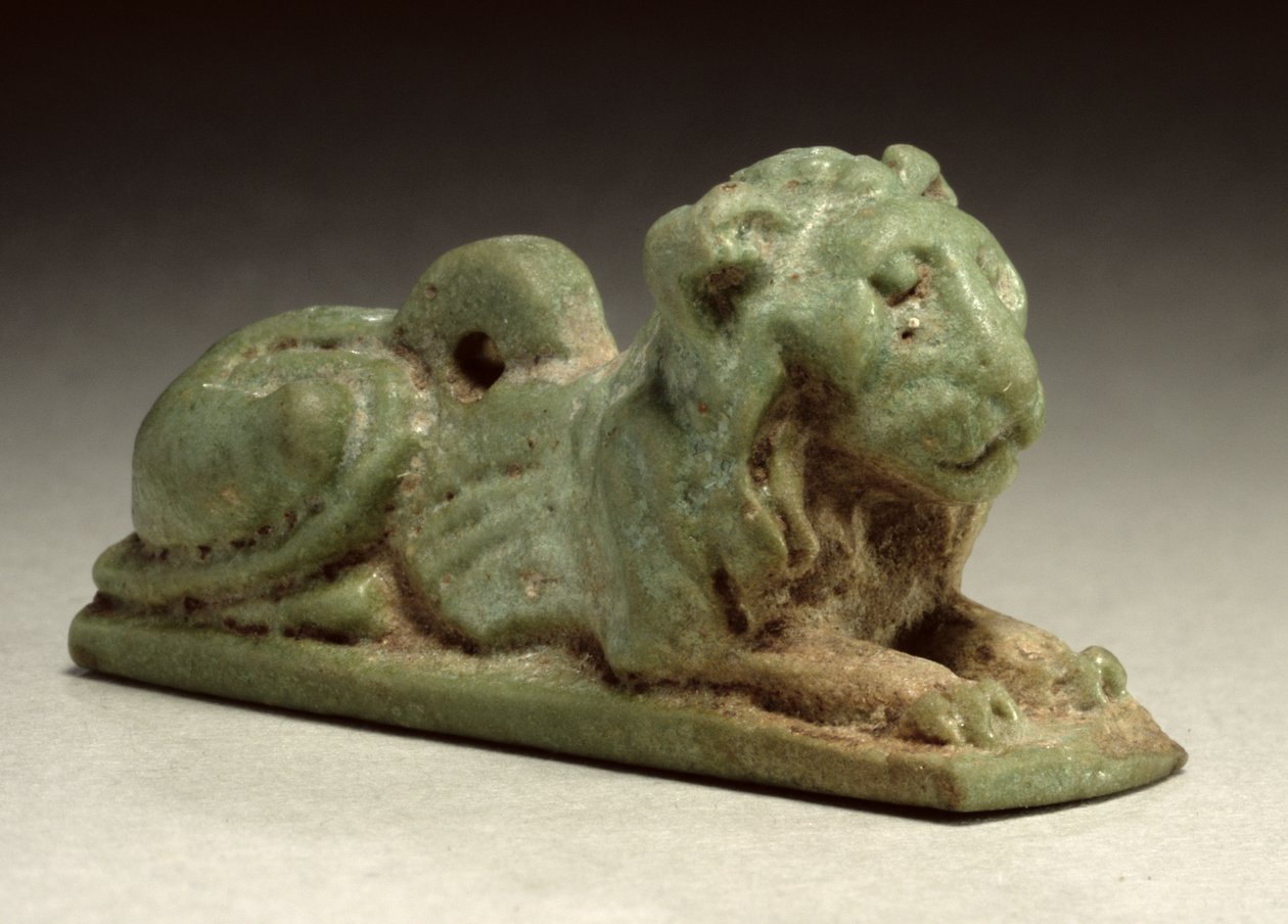 Amulet leżącego lwa (zielony fajans) autorstwa Late Period Egyptian