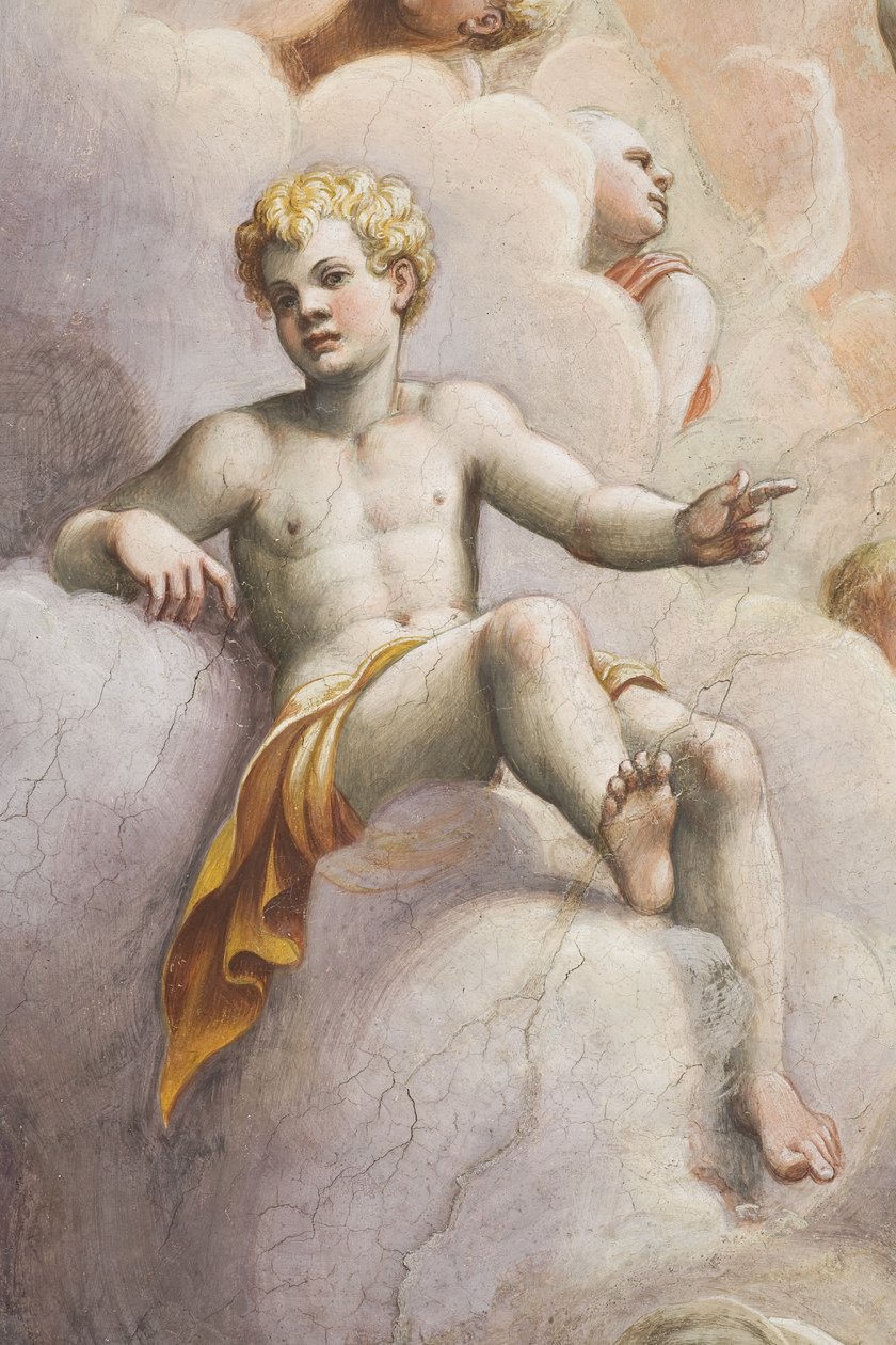 Adam wśród aniołów, 1556 (detal z 3498897) autorstwa Lattanzio Gambara