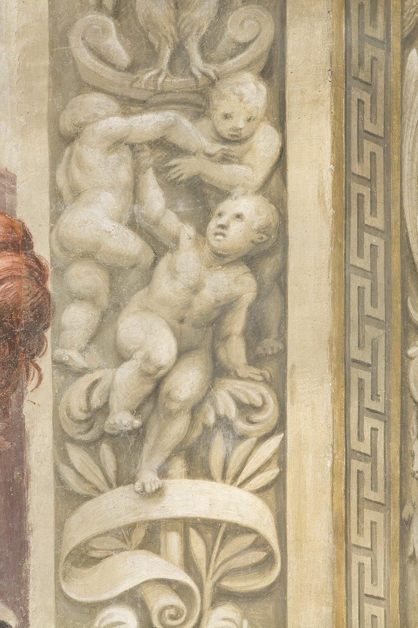 Putti, dekoracje wokół okien (fresk) autorstwa Lattanzio Gambara