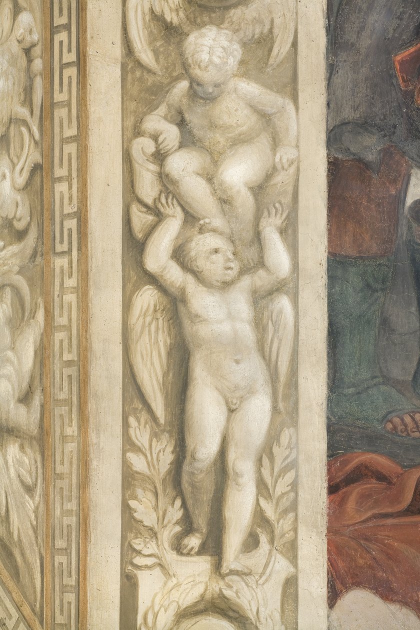 Putti, dekoracje wokół okien (fresk) autorstwa Lattanzio Gambara