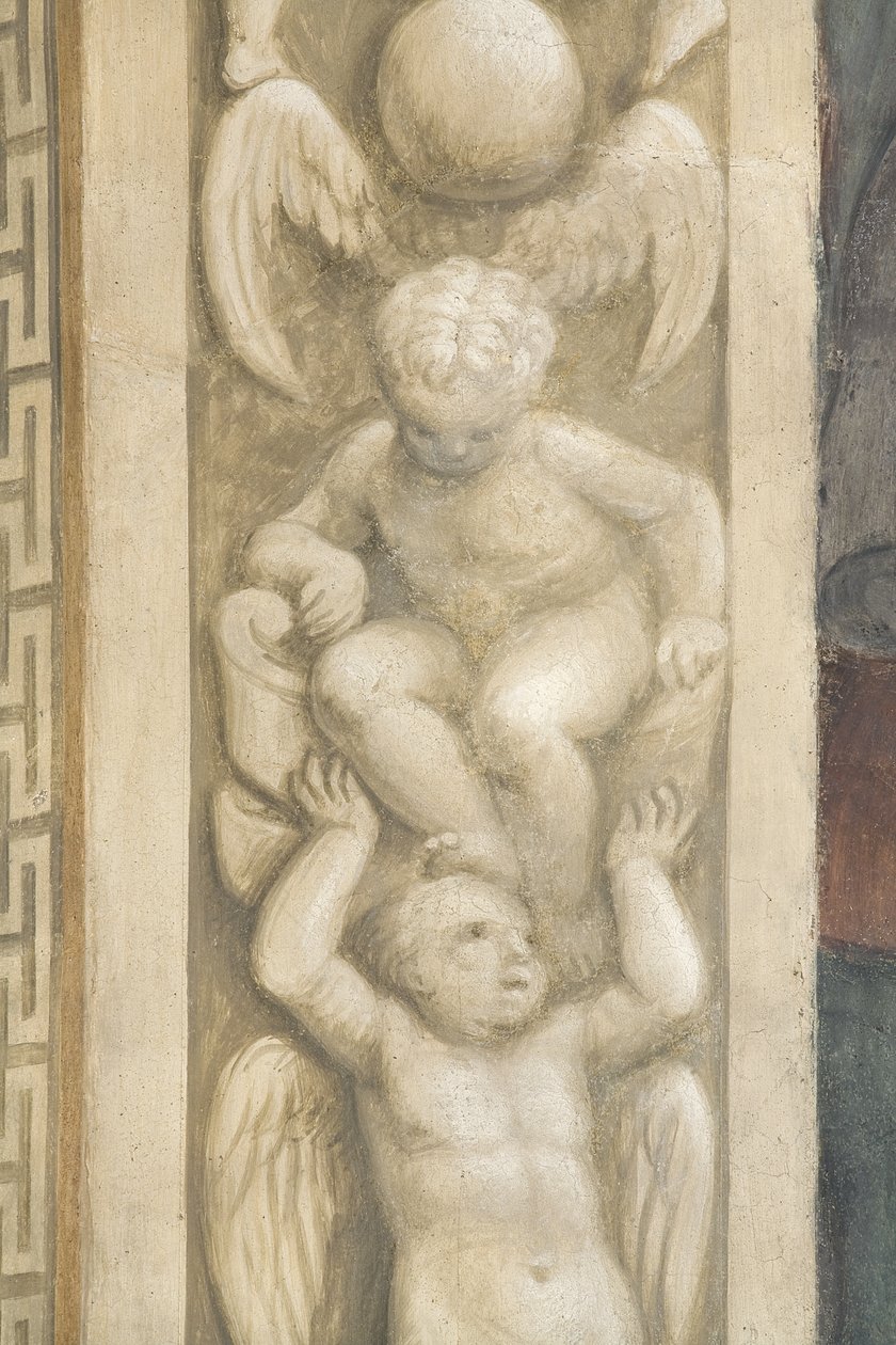Putti, dekoracje wokół okien (fresk) autorstwa Lattanzio Gambara
