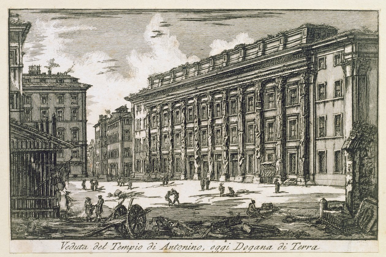 Świątynia Antonina w Rzymie, ok. 1780 autorstwa Laura Piranesi