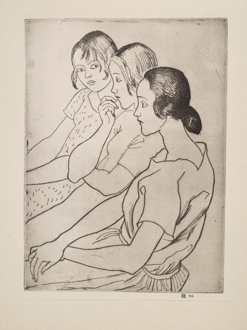 Country Girls, pub. 1927. autorstwa Laura Knight