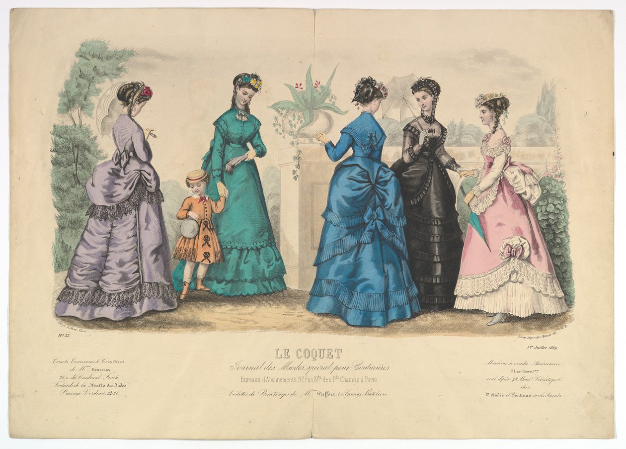 Le Coquet, nr 22, z Journal des Modes Spécial pour Couturières, 1 lipca 1869. autorstwa Laure Noel