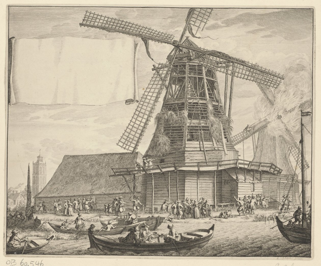 Pożar w olejarni De Zeug koło Wormer, 1699 autorstwa Laurens Scherm