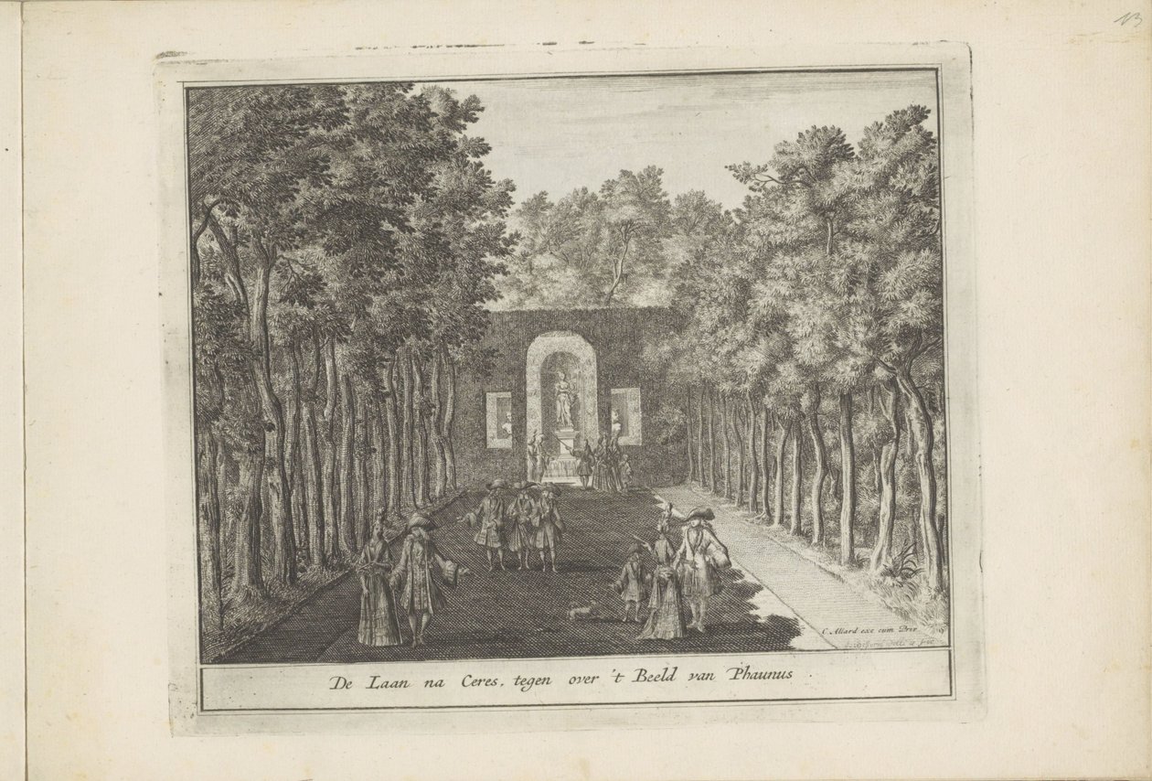 Aleja i pomnik Ceres w ogrodach pałacu Het Loo Laan na Ceres, naprzeciwko posągu Faunusa (tytuł na obiekcie) Holenderski Field Splendor, Of ​​