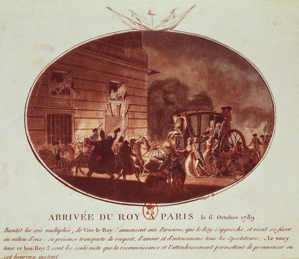 Przybycie króla do Paryża 6 października 1789 (akwatinta) autorstwa Laurent Guyot