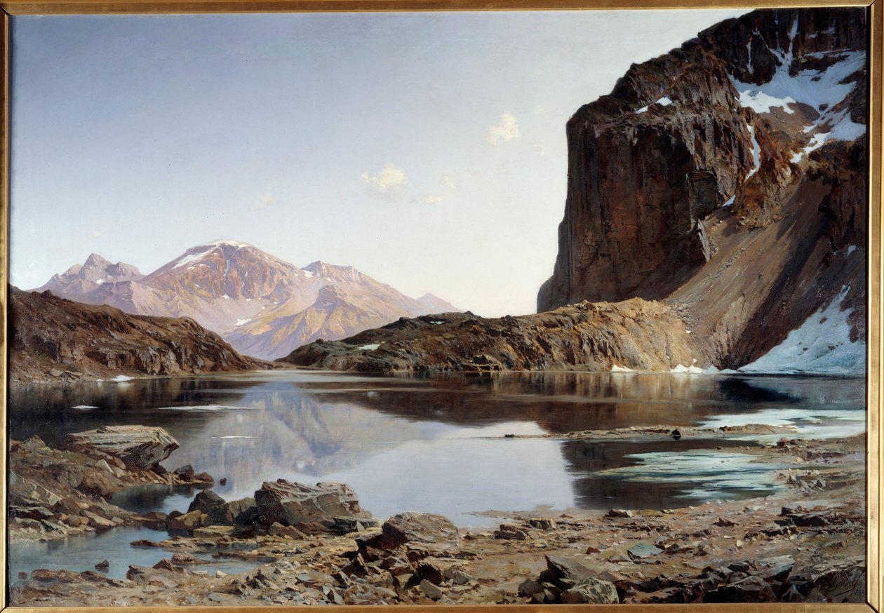 Jezioro Eychauda w Alpach. Obraz Laurenta Guetala (1841-1892) autorstwa Laurent Guétal