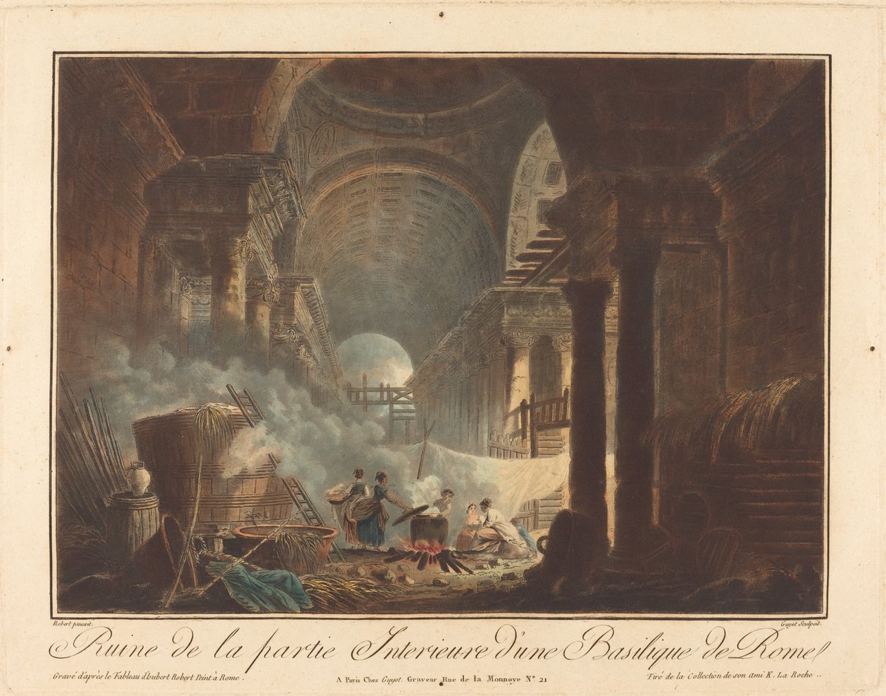 Ruiny wewnętrznej części bazyliki w Rzymie autorstwa Laurent Guyot after Hubert Robert